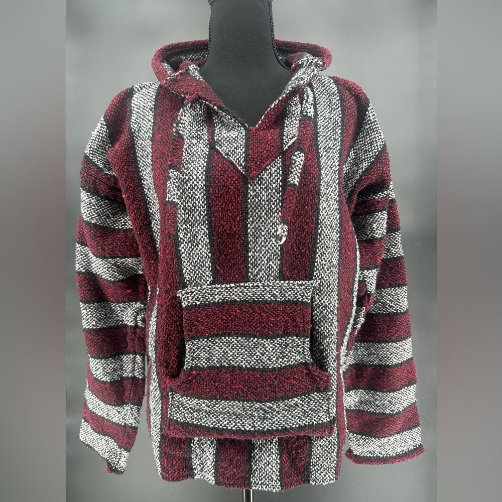 #103 - Large Mexican Hoodie Poncho Baja Hoodie Jerga Surfer Skater Hippie Unisex